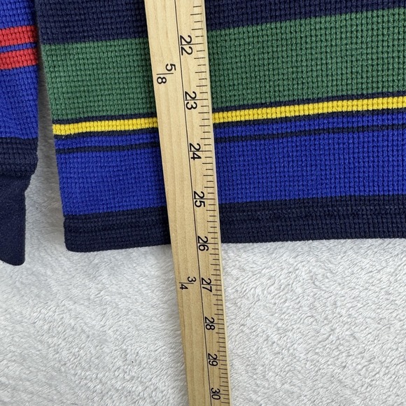 Polo Ralph Lauren Shirt Mens Small Blue Stripe Thermal Waffle Knit Sleepwear‎ - Picture 5 of 6